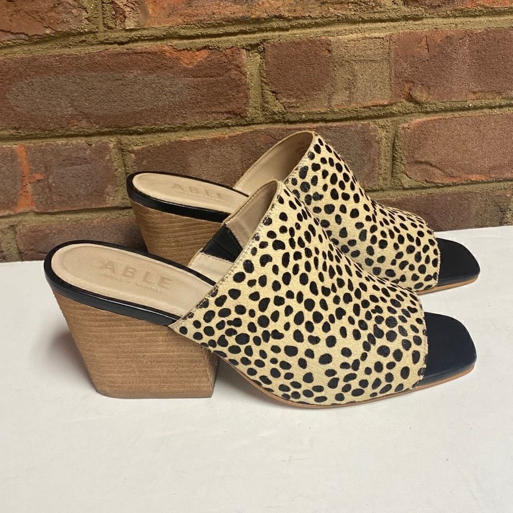 ABLE Cheetah Rojas Slide Heel Sandals Size 10